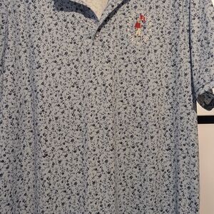 Men's US open Pinehurst, Blue Floral Polo Shirt
